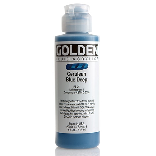 Golden, Fluid Acrylic, Paint, 4oz, Cerulean Blue Deep